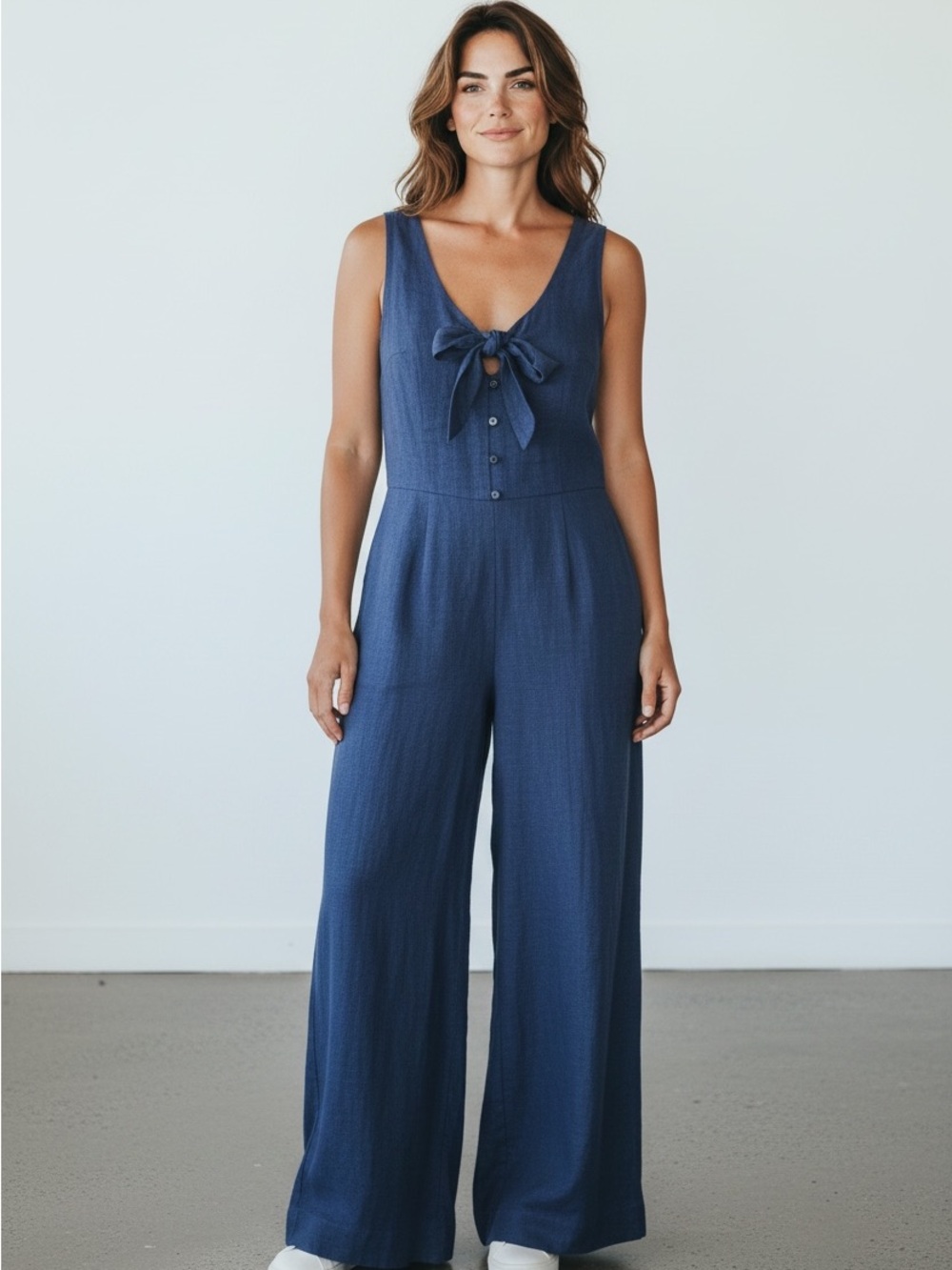 Toad&Co Navy Tie-Front Wide-Leg Jumpsuit